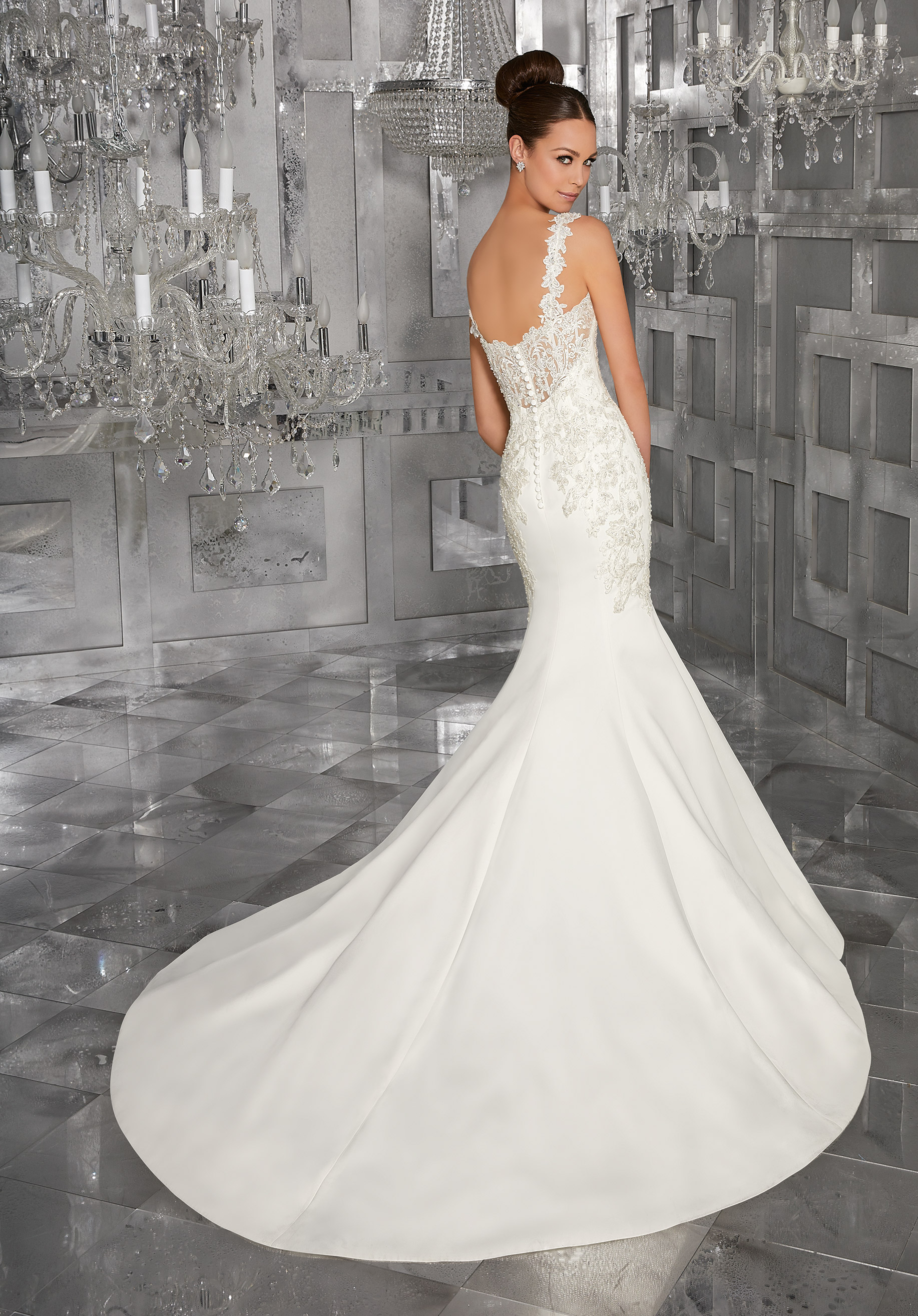 Robe De Bal Sirène Mori Lee Taille 4 - Rose Satin, Dos Nu, Dos Ouvert, Perles, Neuf Avec Imperfections